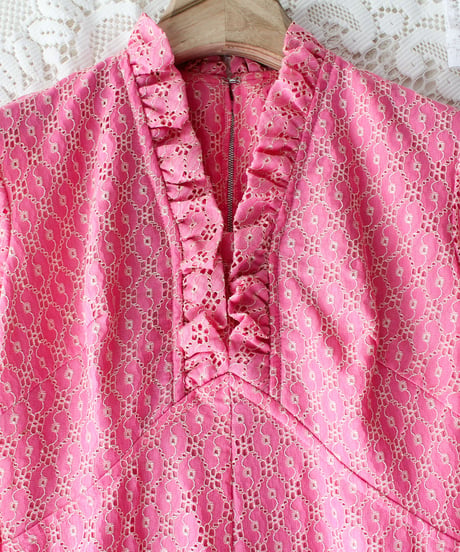 【tiny yearn】1960's Floral Lace Maxi Dress