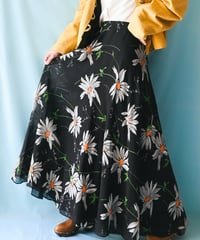 【tiny yearn】1970's Euro Floral Sheer Maxi Skirt
