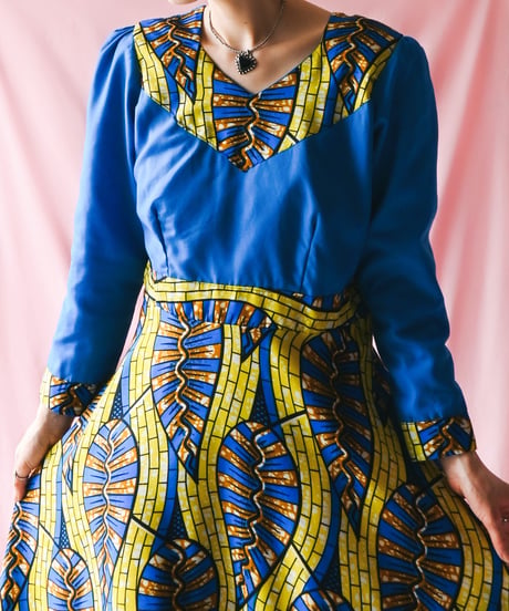 【tiny yearn】African Batik Flare Maxi Dress