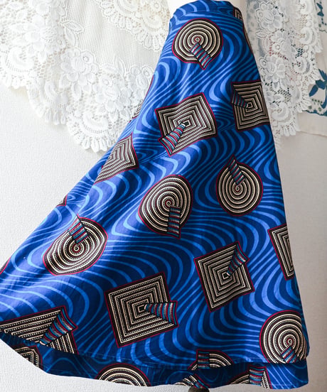 【tiny yearn】African Batik Wrap Flare Skirt