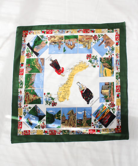 〈Goods〉Vintage Norway Map Souvenir Scarf