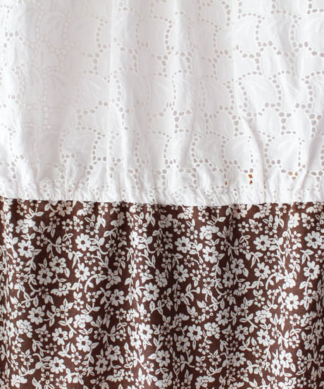 【tiny yearn】1970's Lace Floral Frill Maxi Dress