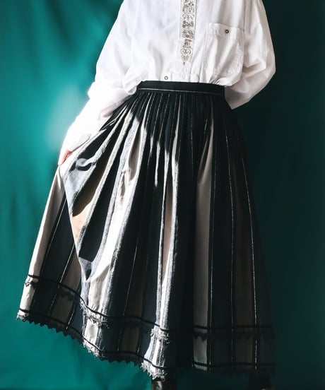 【Seek an nur】Euro Stripe Flare Skirt