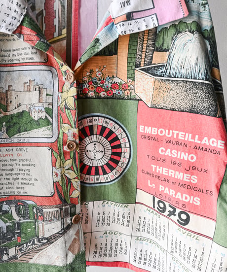 【curoam】Vintage tea towel patchwork shirt