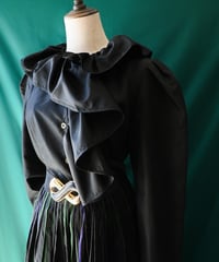 【Seek an nur】W-Germany Frill Black Blouse
