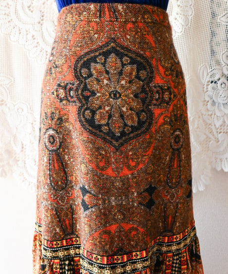 【tiny yearn】1970's Euro Exotic Wool Maxi Skirt
