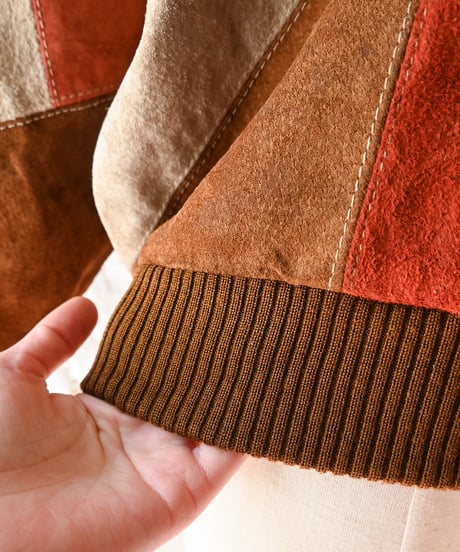 【tiny yearn】1970's Vintage Patchwork Suede Tops