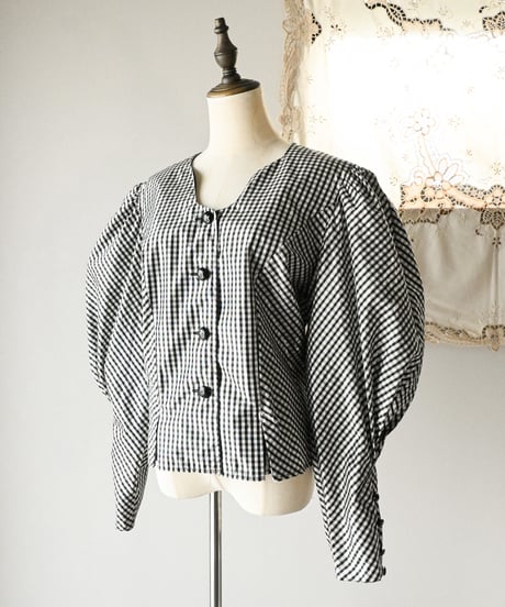 【Seek an nur】Euro Balloon Check Blouse
