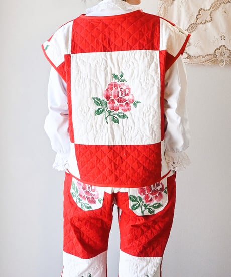 【tiny yearn】Vintage patchwork quilted vest