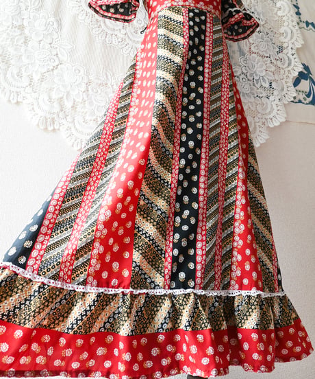【tiny yearn】1970's Euro Floral Maxi Dress