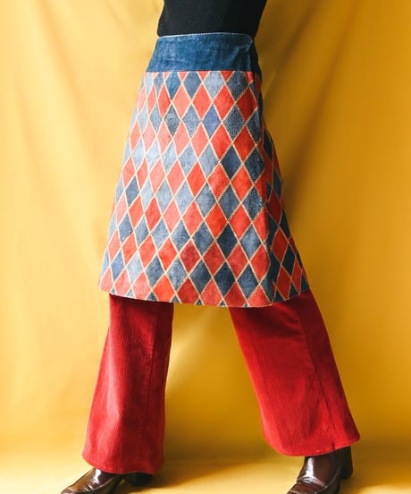 【tiny yearn】1970's Vintage Patchwork Suede Skirt