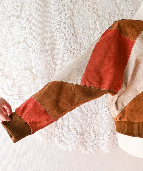 【tiny yearn】1970's Vintage Patchwork Suede Tops