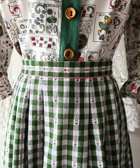 【tiny yearn】Euro Gingham Check Maxi Skirt
