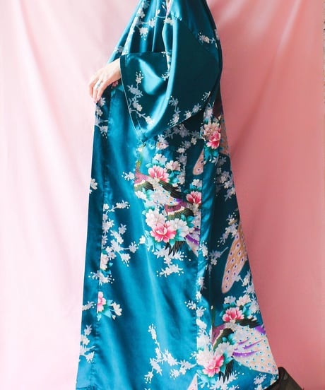 【tiny yearn】Vintage Printed Satin Chinese Long Gown