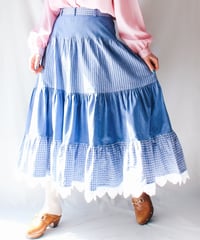 【Seek an nur】German Stripe×Check Tiered Flare Skirt