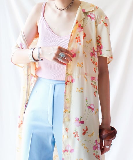 【Seek an nur】Watercolor Floral Shirt Maxi Dress