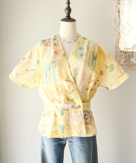 【Seek an nur】French floral art jacket blouse