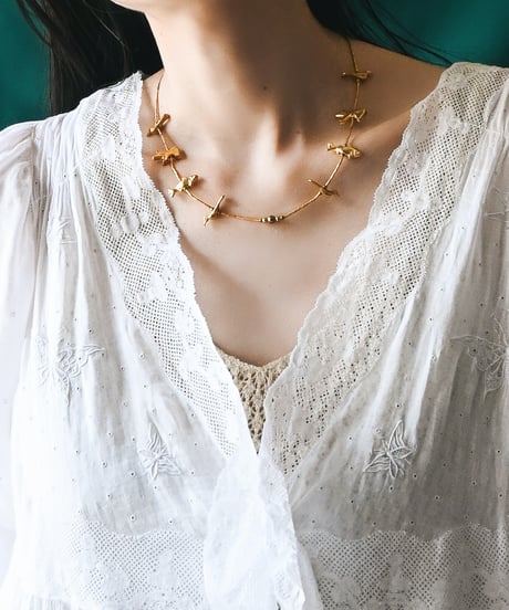 〈Accessory〉Native American Gold Tone Fetish Necklace