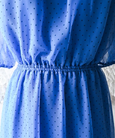 【Seek an nur】Euro Frill Dot Sheer Maxi Dress