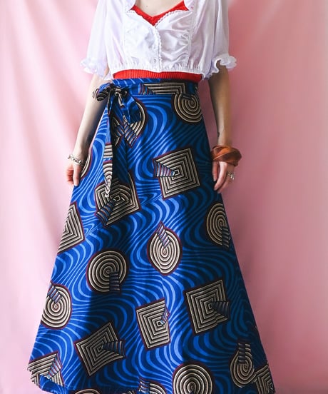 【tiny yearn】African Batik Wrap Flare Skirt