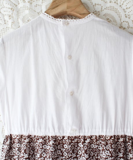 【tiny yearn】1970's Lace Floral Frill Maxi Dress