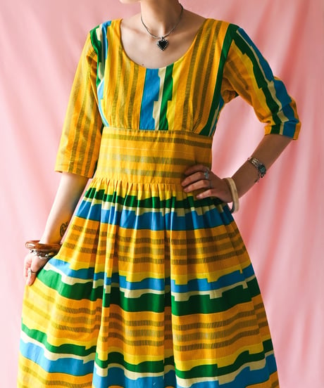 【tiny yearn】African Batik Flare Maxi Dress