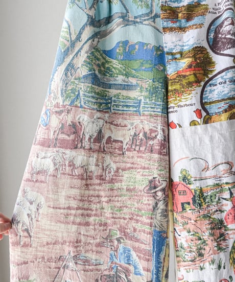 【curoam】Vintage tea towel patchwork pants