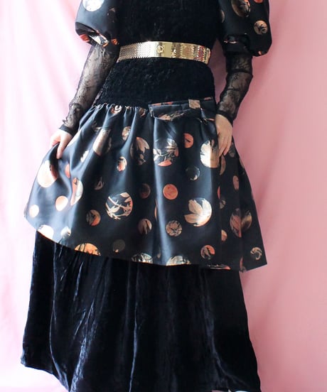 【tiny yearn】Germany Velours Shirring Dot Dress