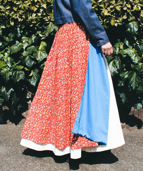 【tiny yearn】1970's Vintage Floral Layered Flare Skirt