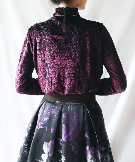 【Seek an nur】Floral Velours×Sheer Tops