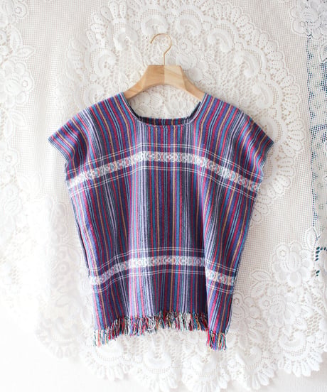 【tiny yearn】Vintage Guatemalan Stripe Fringe Vest