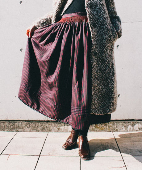 【Seek an nur】Austria Mulch Stripe Long Skirt