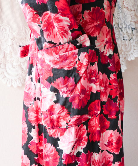 【tiny yearn】1970's Floral Art Dress Gown