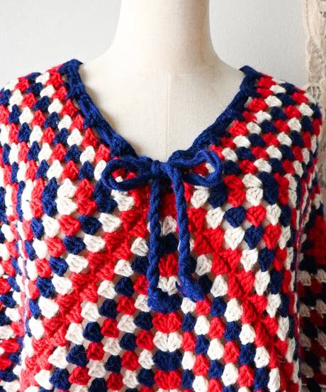 【tiny yearn】1970's Granny Square Crochet Poncho