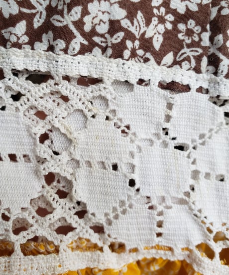 【tiny yearn】1970's Lace Floral Frill Maxi Dress