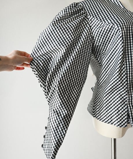 【Seek an nur】Euro Balloon Check Blouse