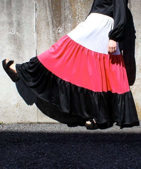 【Seek an nur】Euro Tiered Jersey Maxi Dress