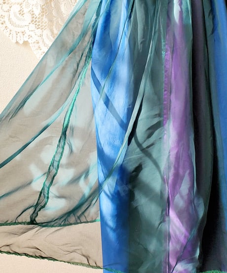 【tiny yearn】1970's USA Satin Silk Gather Flare Skirt