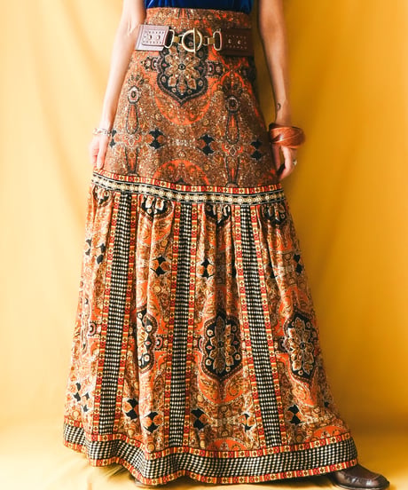 【tiny yearn】1970's Euro Exotic Wool Maxi Skirt