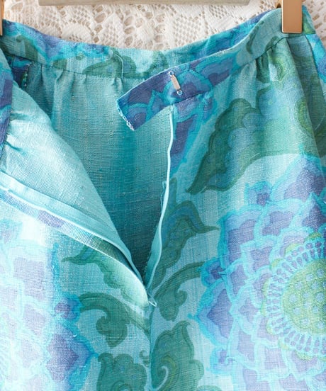 【tiny yearn】1970's Retro Floral Silk Maxi Skirt