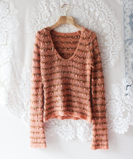 【tiny yearn】Low Gauge Long Sleeve Mix Knit
