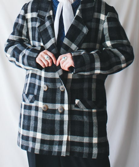 【Seek an nur】Euro Check Wool Tailored Over Jacket