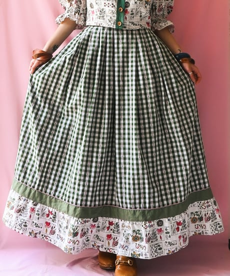 【tiny yearn】Euro Gingham Check Maxi Skirt