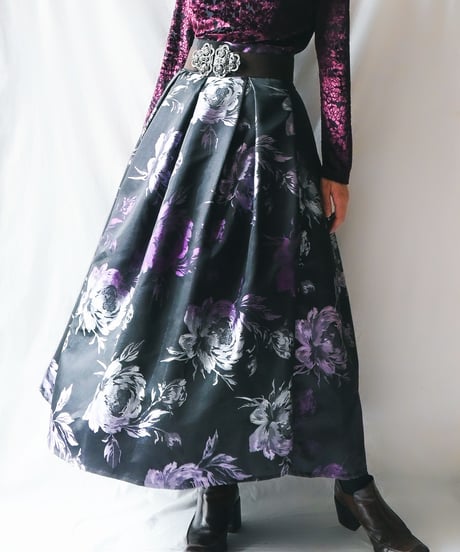【Seek an nur】Euro Floral Satin Skirt