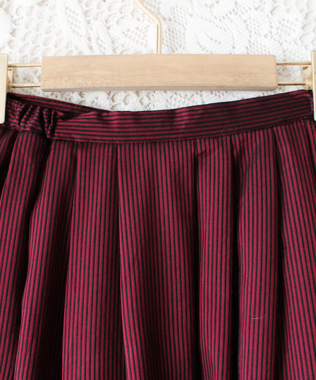 【Seek an nur】Austrian Stripe Flare Long Skirt
