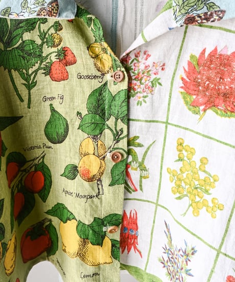 【curoam】Vintage tea towel patchwork shirt