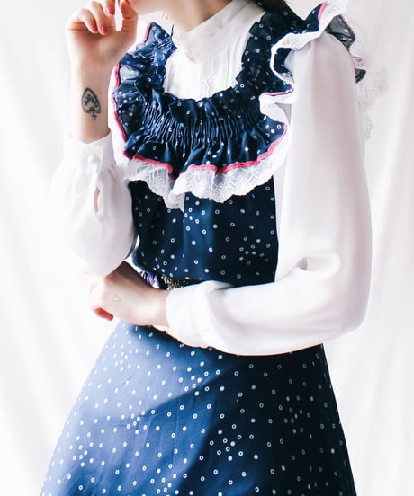 【Seek an nur】Euro Dot Lace Sheer Maxi Dress