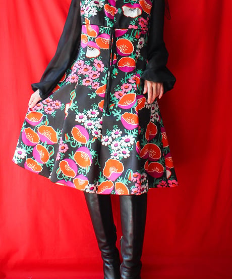 【tiny yearn】1970's German Trevira Floral Dress