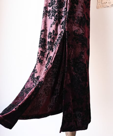 【Seek an nur】France Flocked Velour Chinese Dress