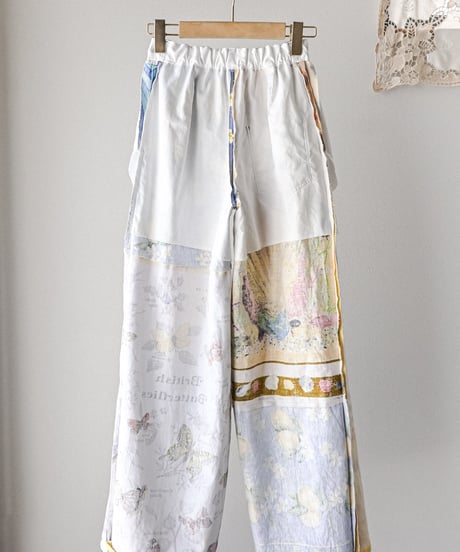 【curoam】Vintage tea towel patchwork pants